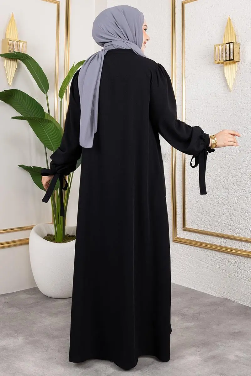 Laced Cuff Dress Abaya-detail