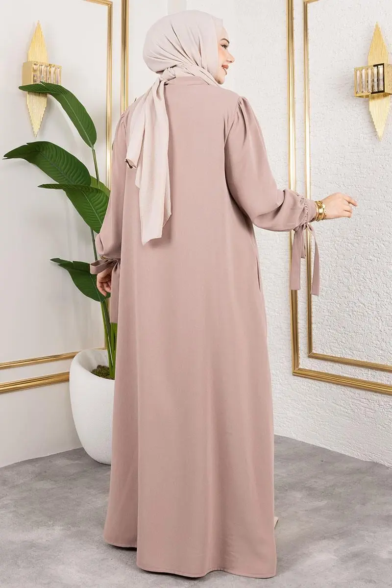 Laced Cuff Dress Abaya-detail