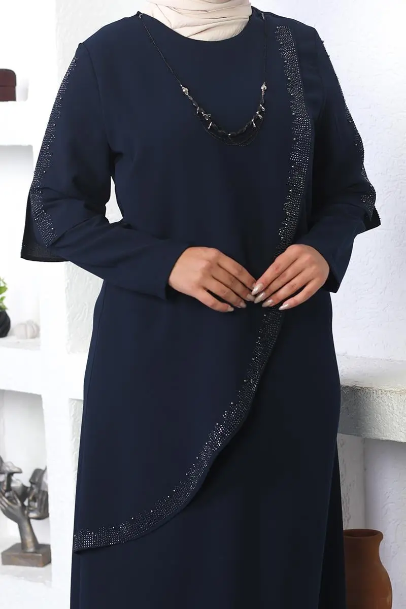 Large Size Necklace Hijab Evening Dress-detail