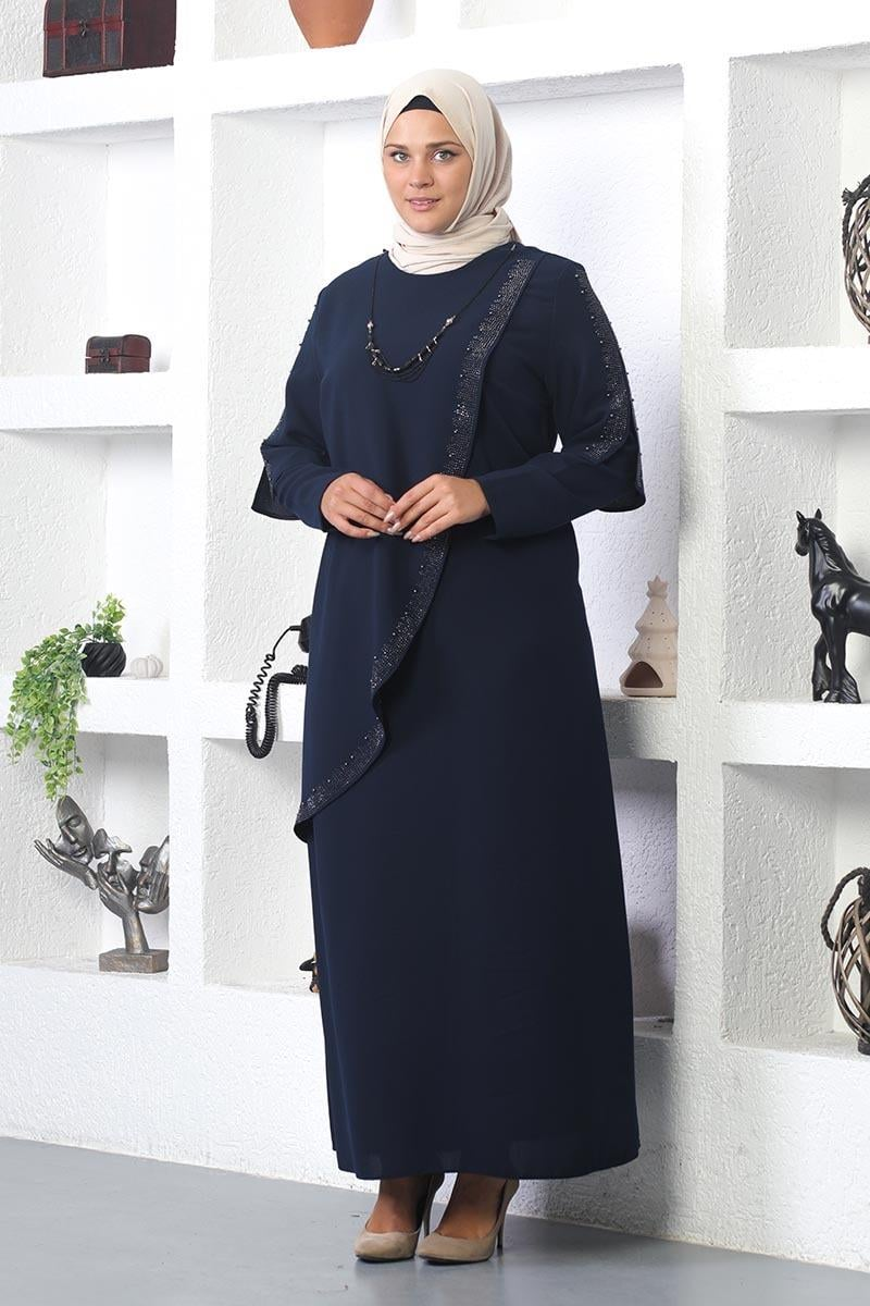 Large Size Necklace Hijab Evening Dress