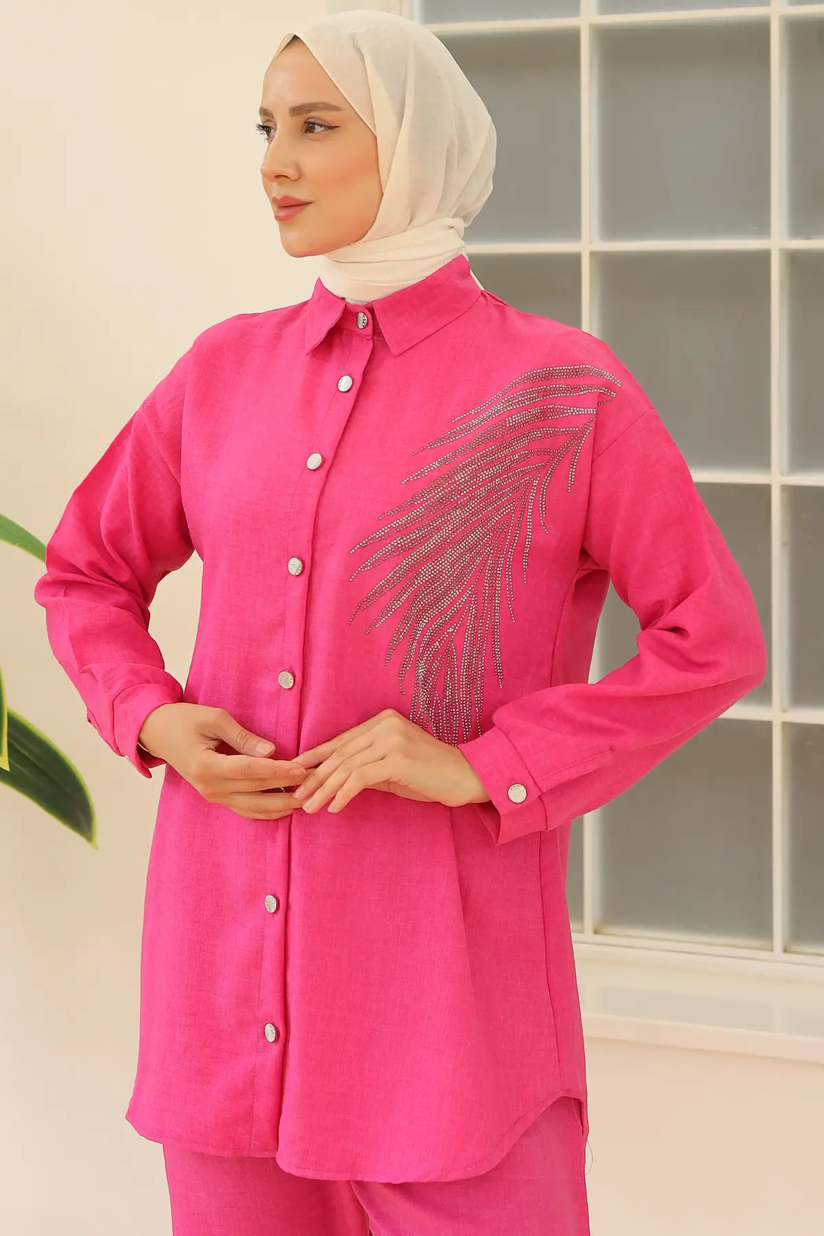 Leaf Stone Linen Suit-detail