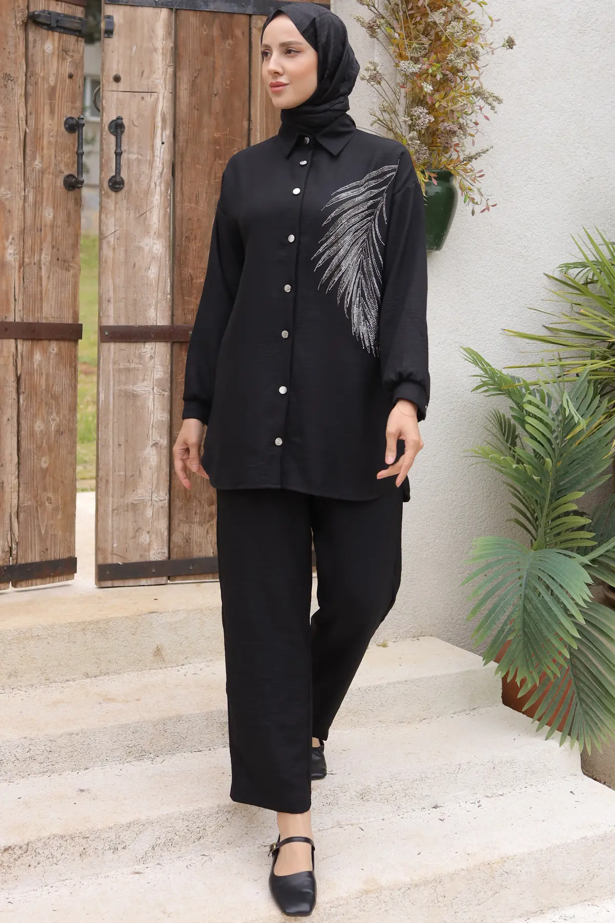 Leaf Stone Linen Suit-detail