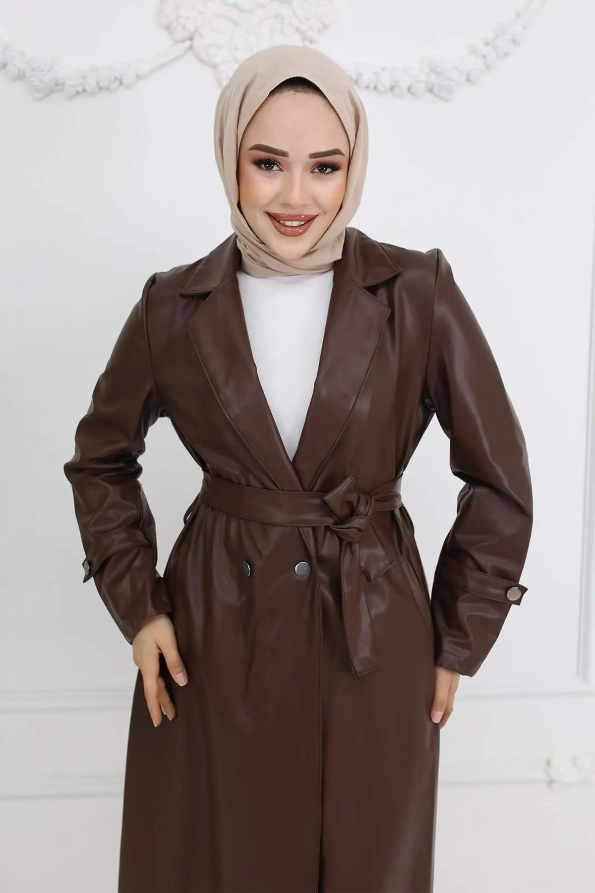 Leather Trench Coat-detail