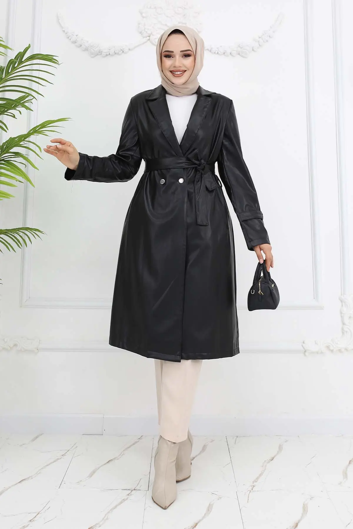 Leather Trench Coat-detail