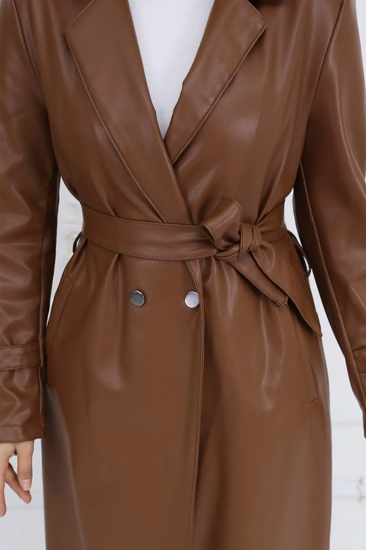 Leather Trench Coat-detail