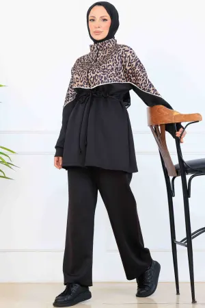 Leopard Patterned Scuba Two Piece Suit