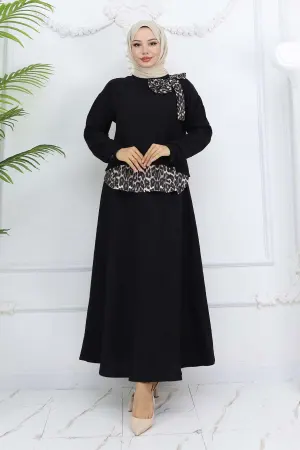 Leopard Patterned Suit With Ribbon Detail