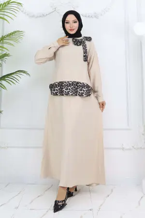 Leopard Patterned Suit With Ribbon Detail