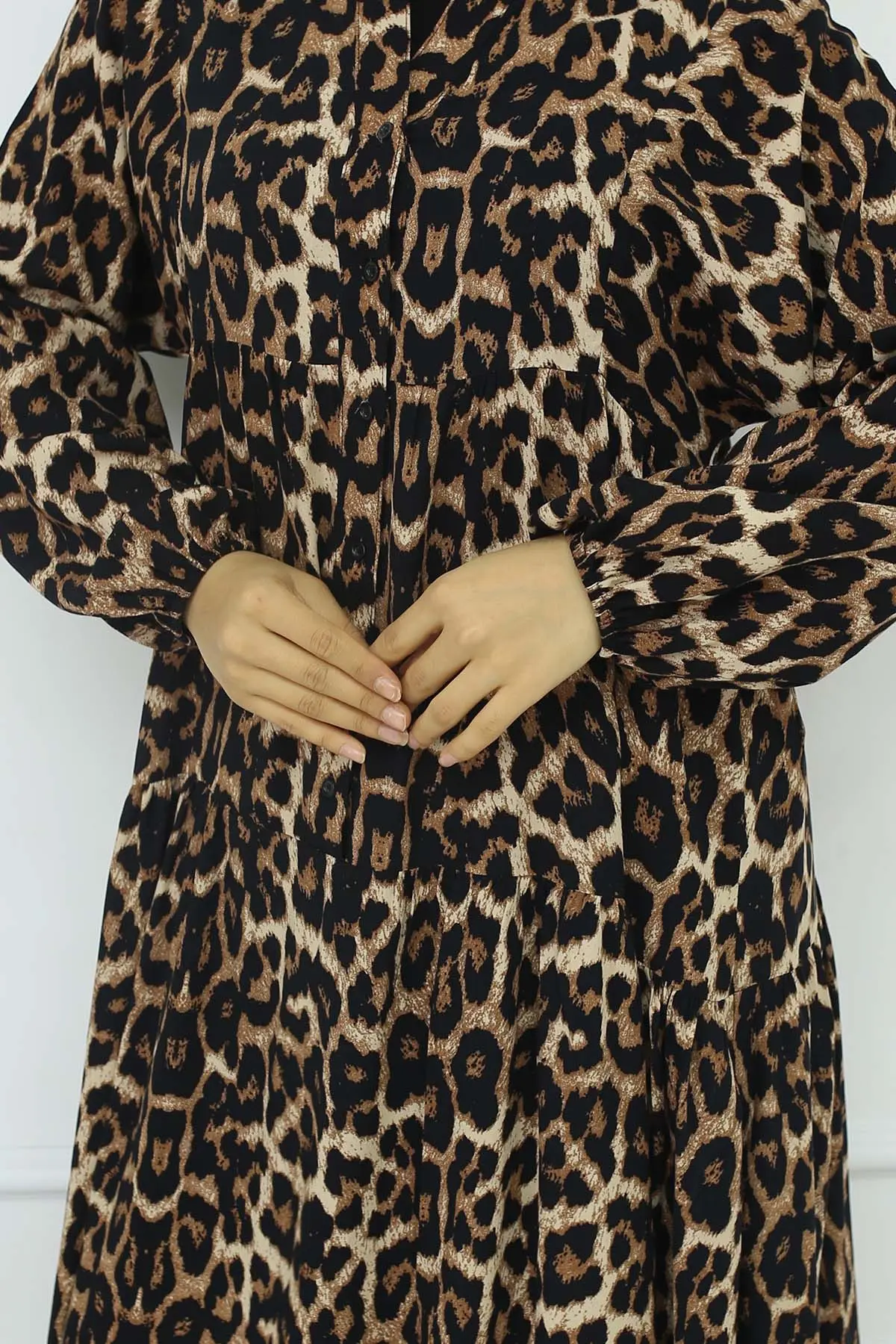 Leopard Patterned Viscose Dress-detail