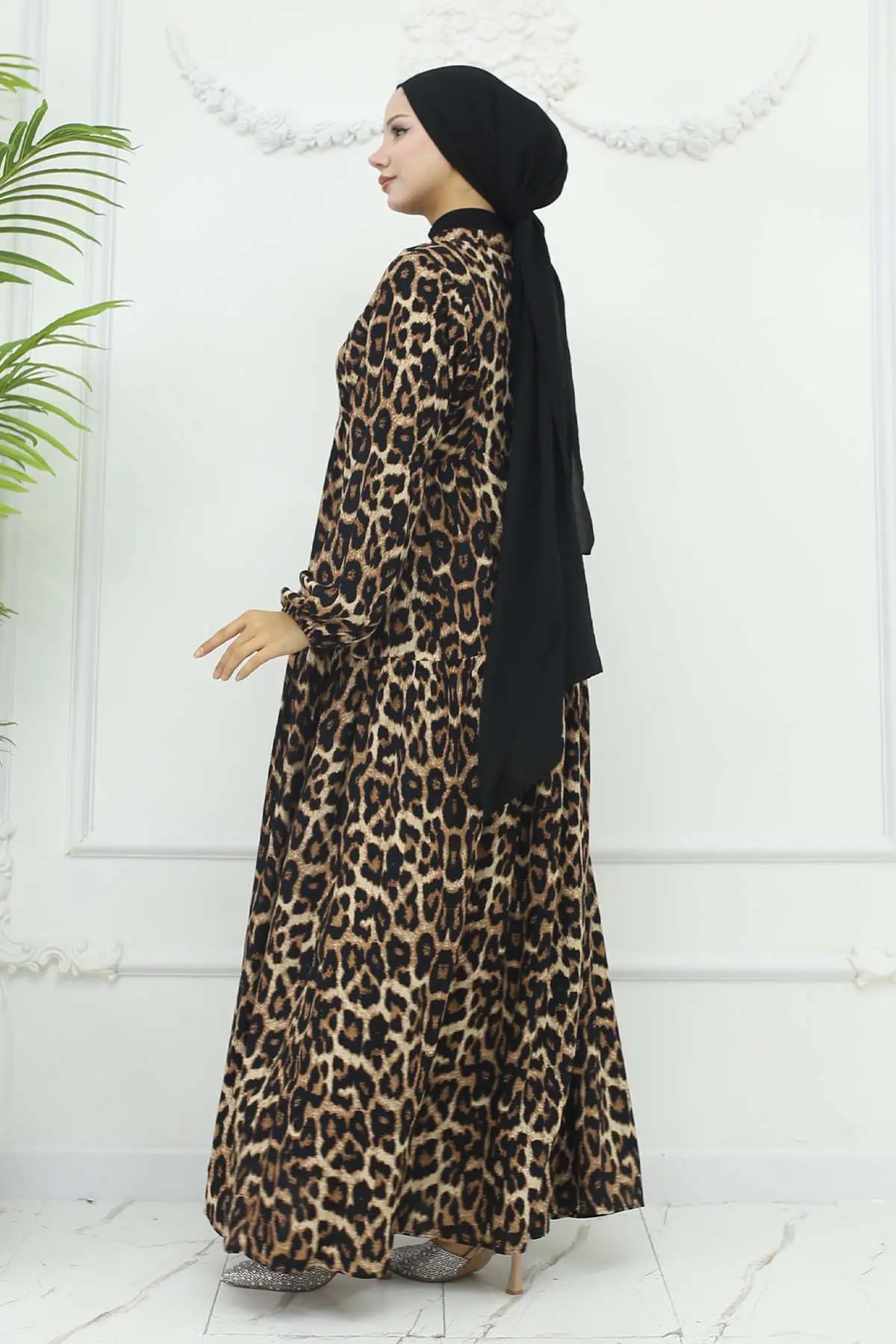 Leopard Patterned Viscose Dress-detail
