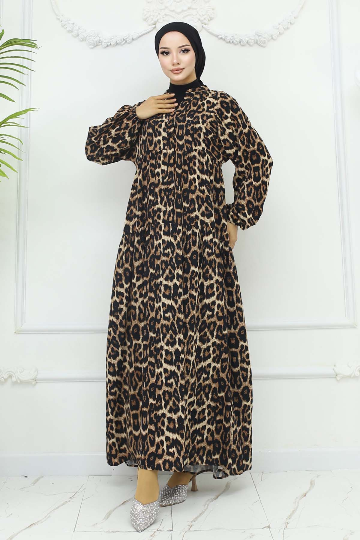 Leopard Patterned Viscose Dress
