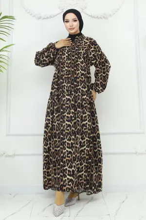 Leopard Patterned Viscose Dress
