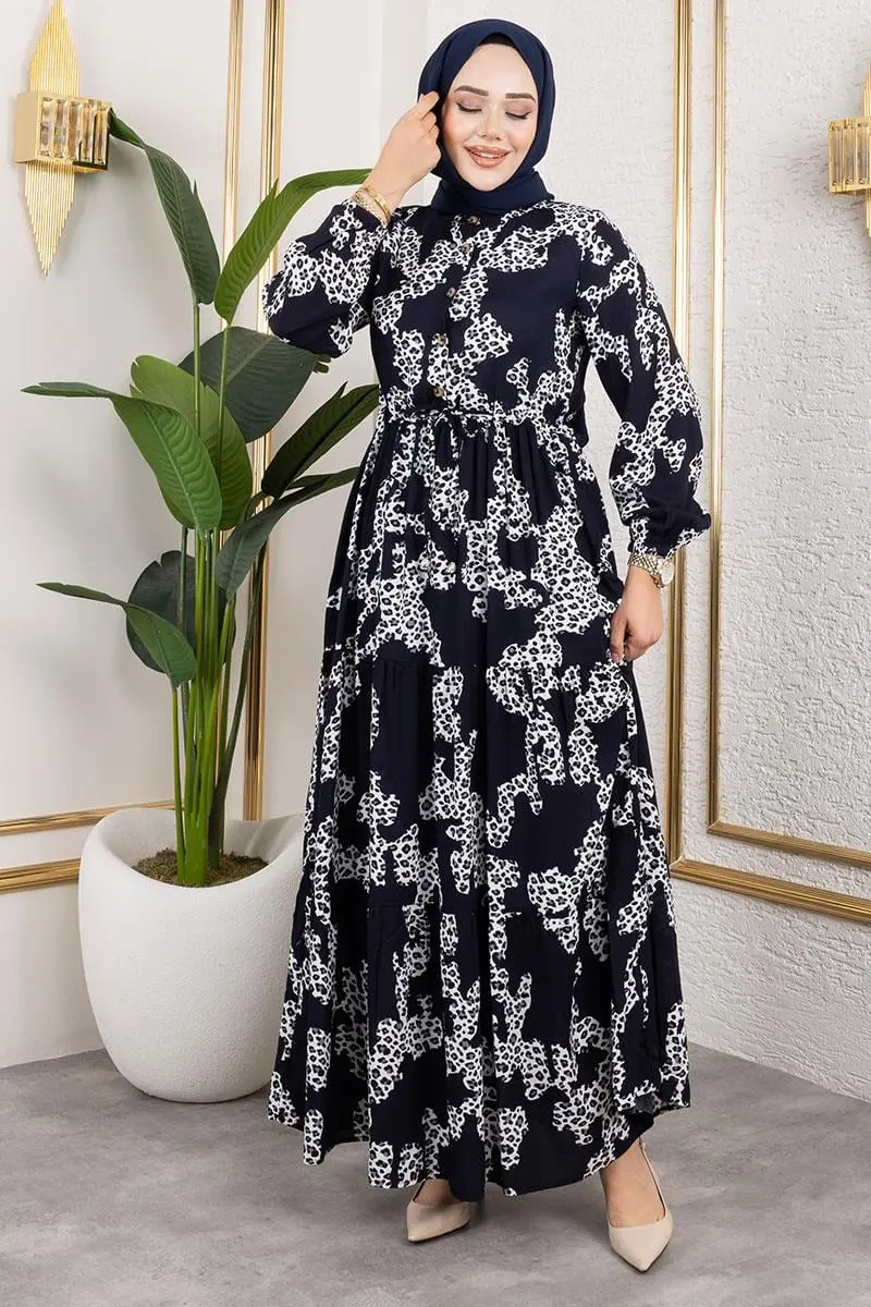 Leopard Print Viscose Dress-detail