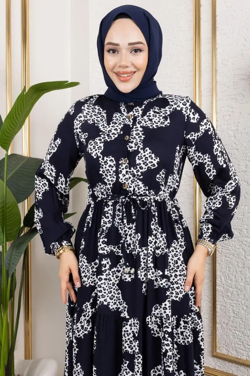 Leopard Print Viscose Dress-detail