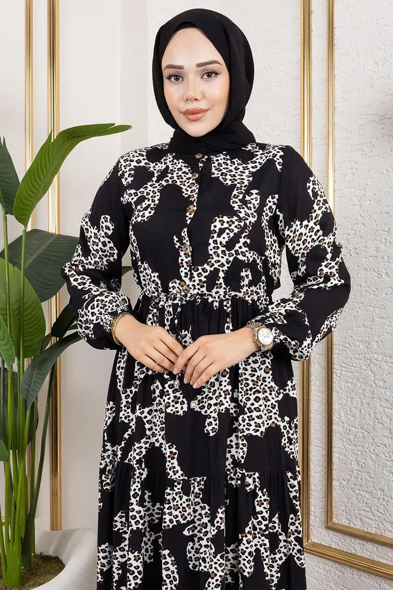 Leopard Print Viscose Dress-detail