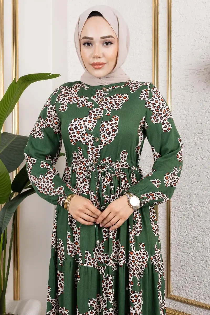 Leopard Print Viscose Dress-detail