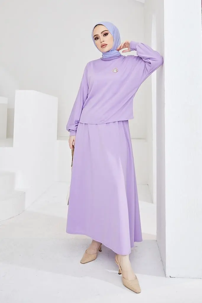 Lila Skirted Hijab Double Suit 