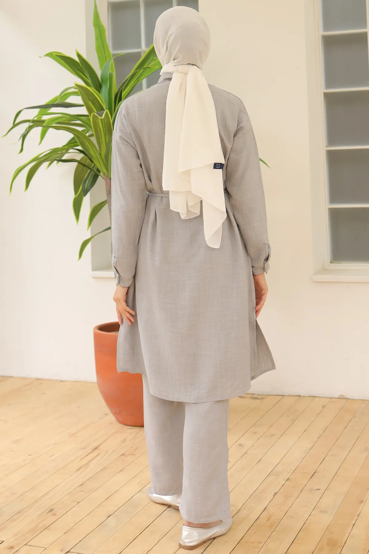 Linen Suit With Long Tunic-detail