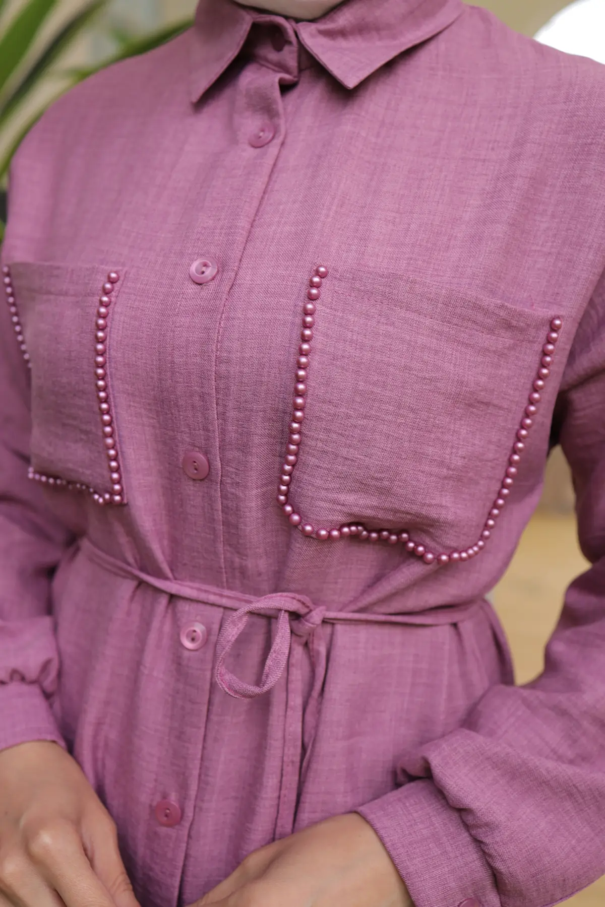 Linen Suit With Long Tunic-detail