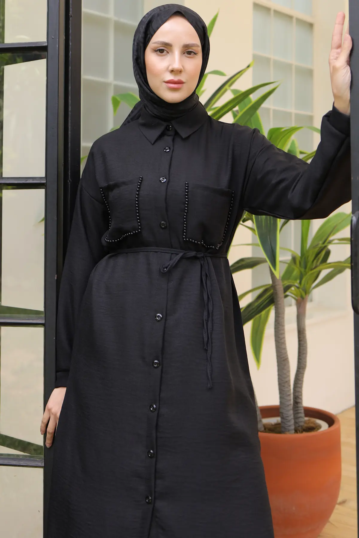 Linen Suit With Long Tunic-detail