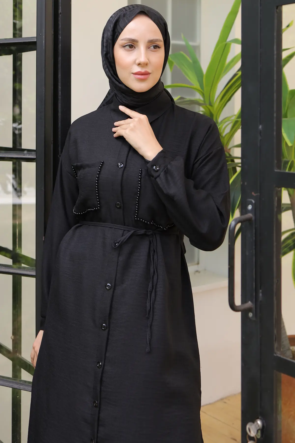 Linen Suit With Long Tunic-detail