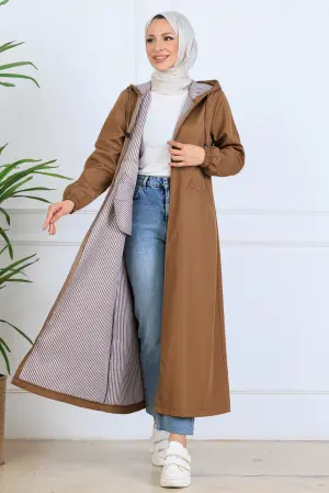 Long Coat With Patterned Interior