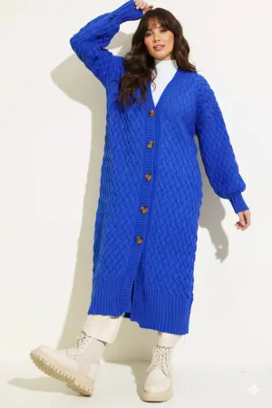 Long Knitted Cardigan With Knitted Pattern
