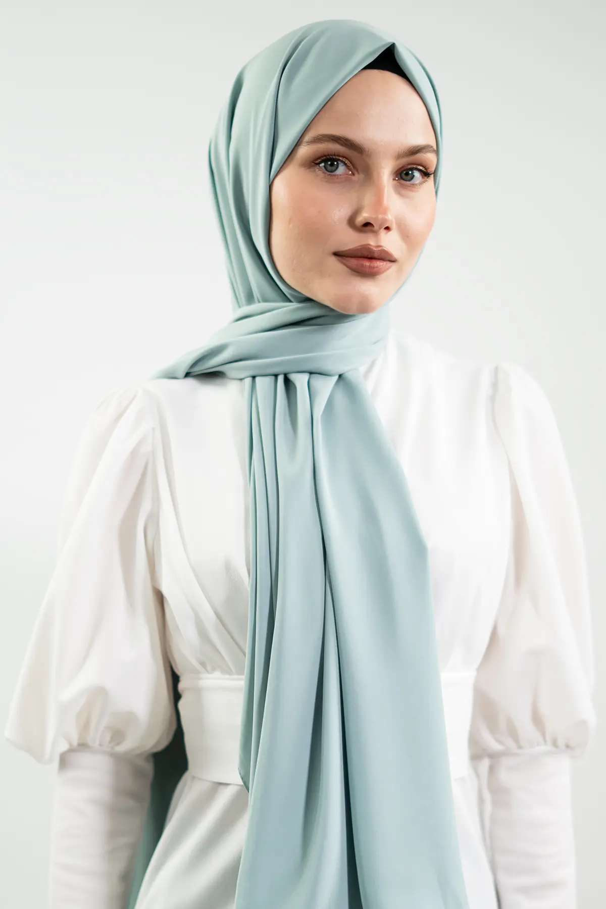 Madina Silk Baby Blue Shawl-detail