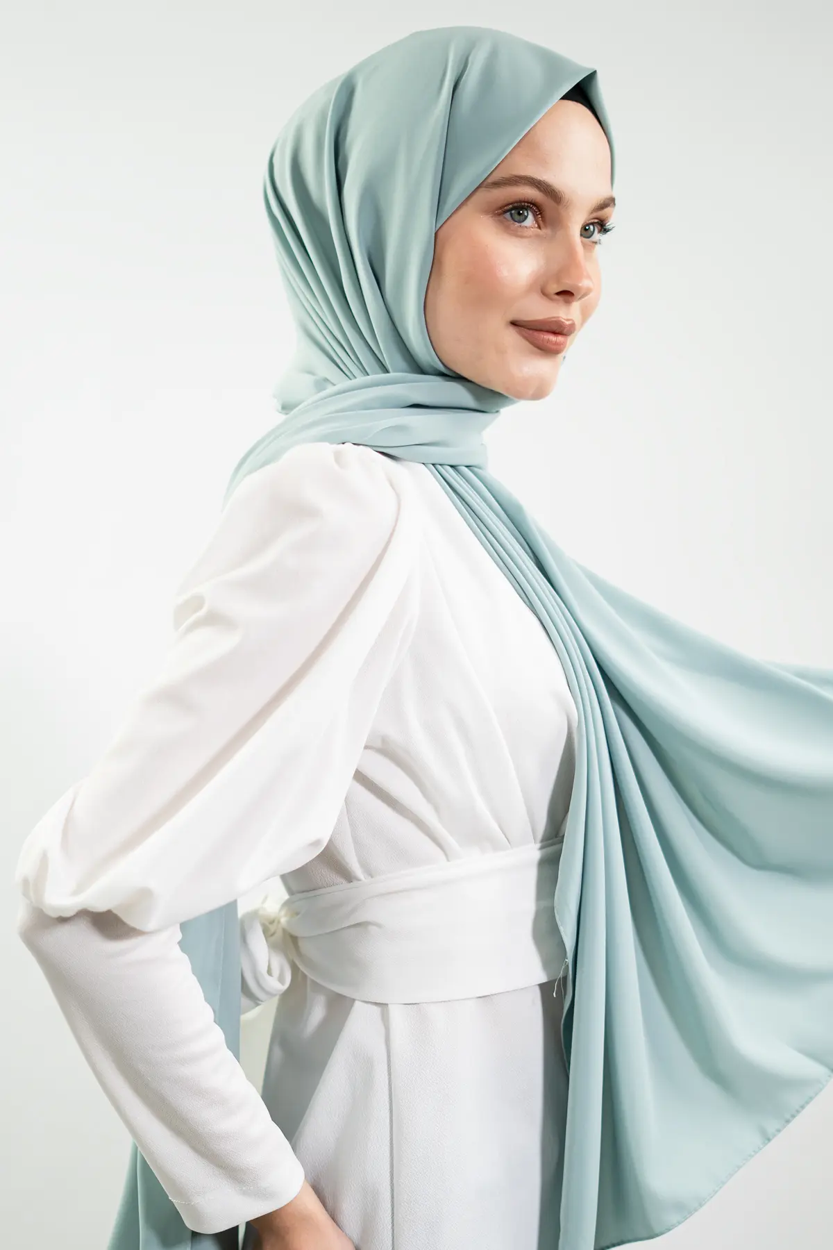 Madina Silk Baby Blue Shawl-detail