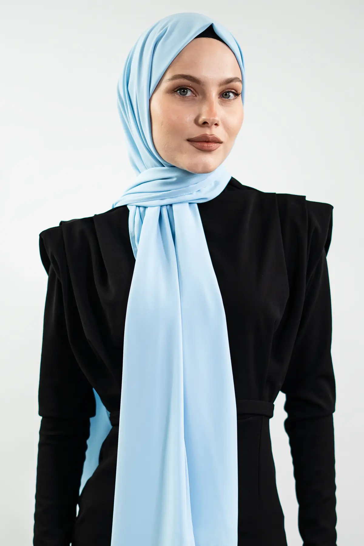 Madina Silk Baby Blue Shawl-detail