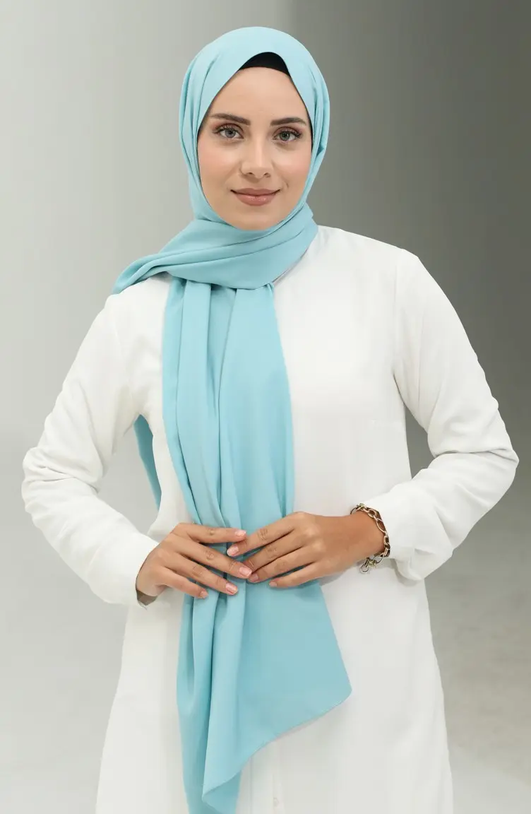 Madina Silk Baby Blue Shawl