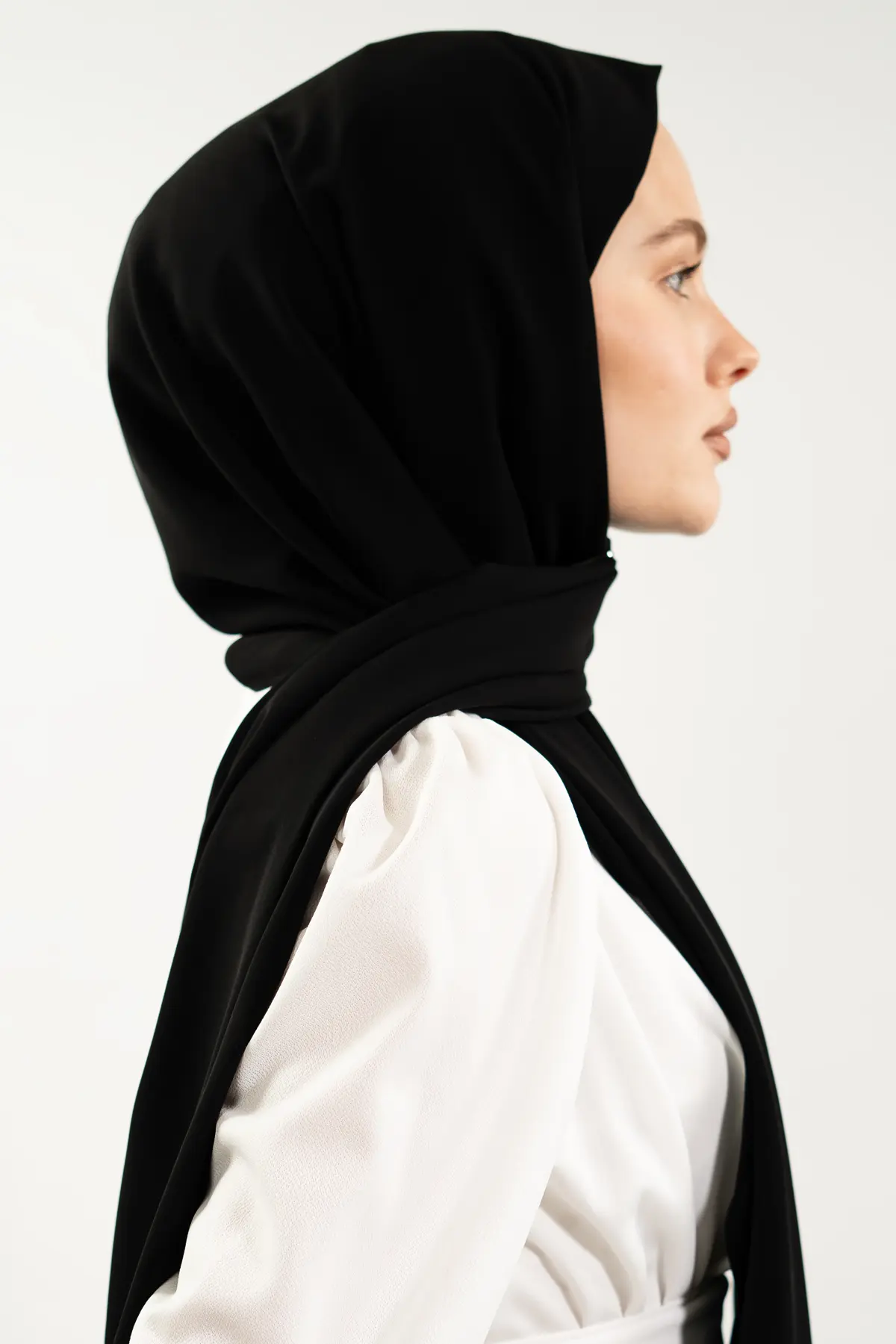 Madina Silk Black Shawl-detail