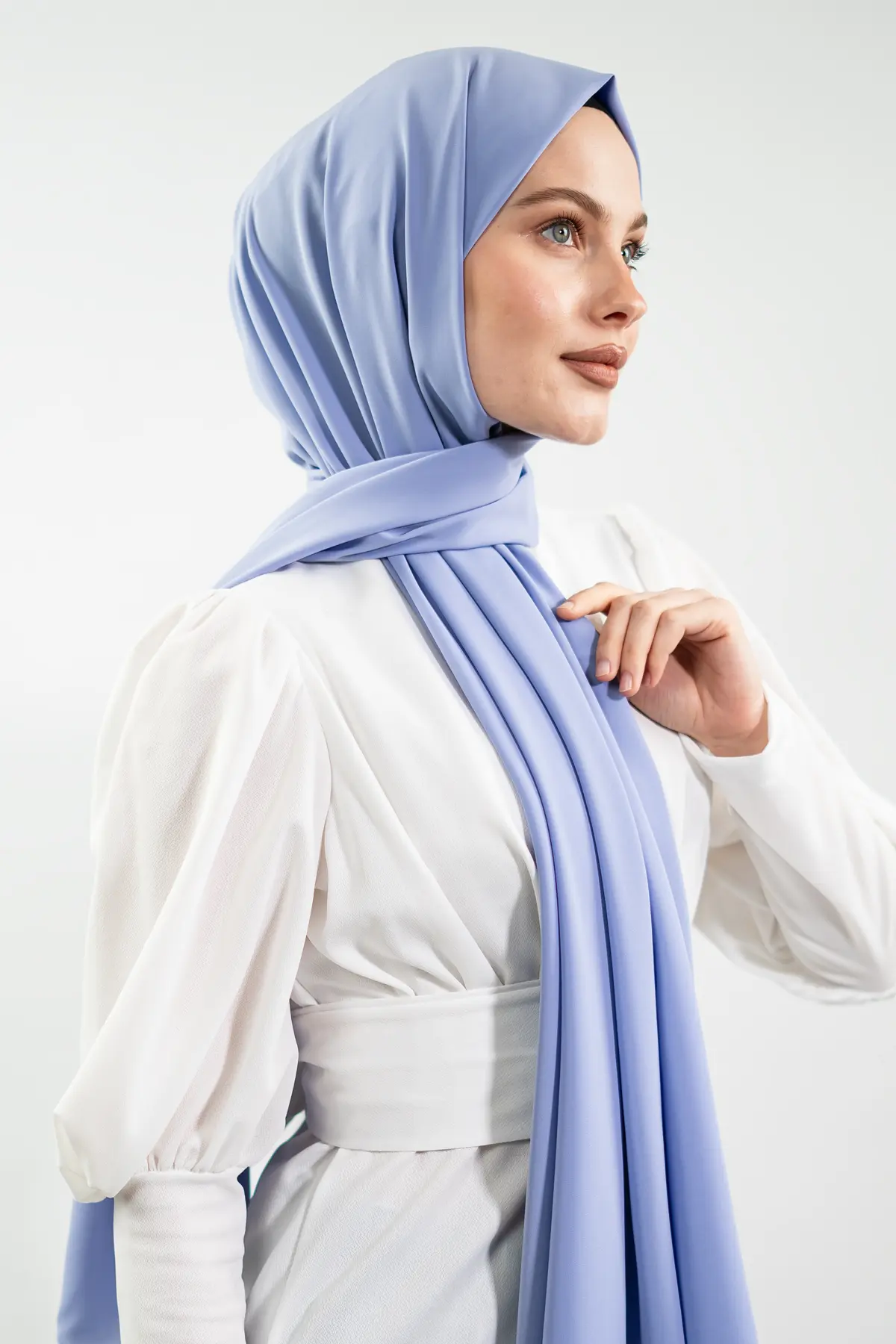Madina Silk Blue Shawl-detail