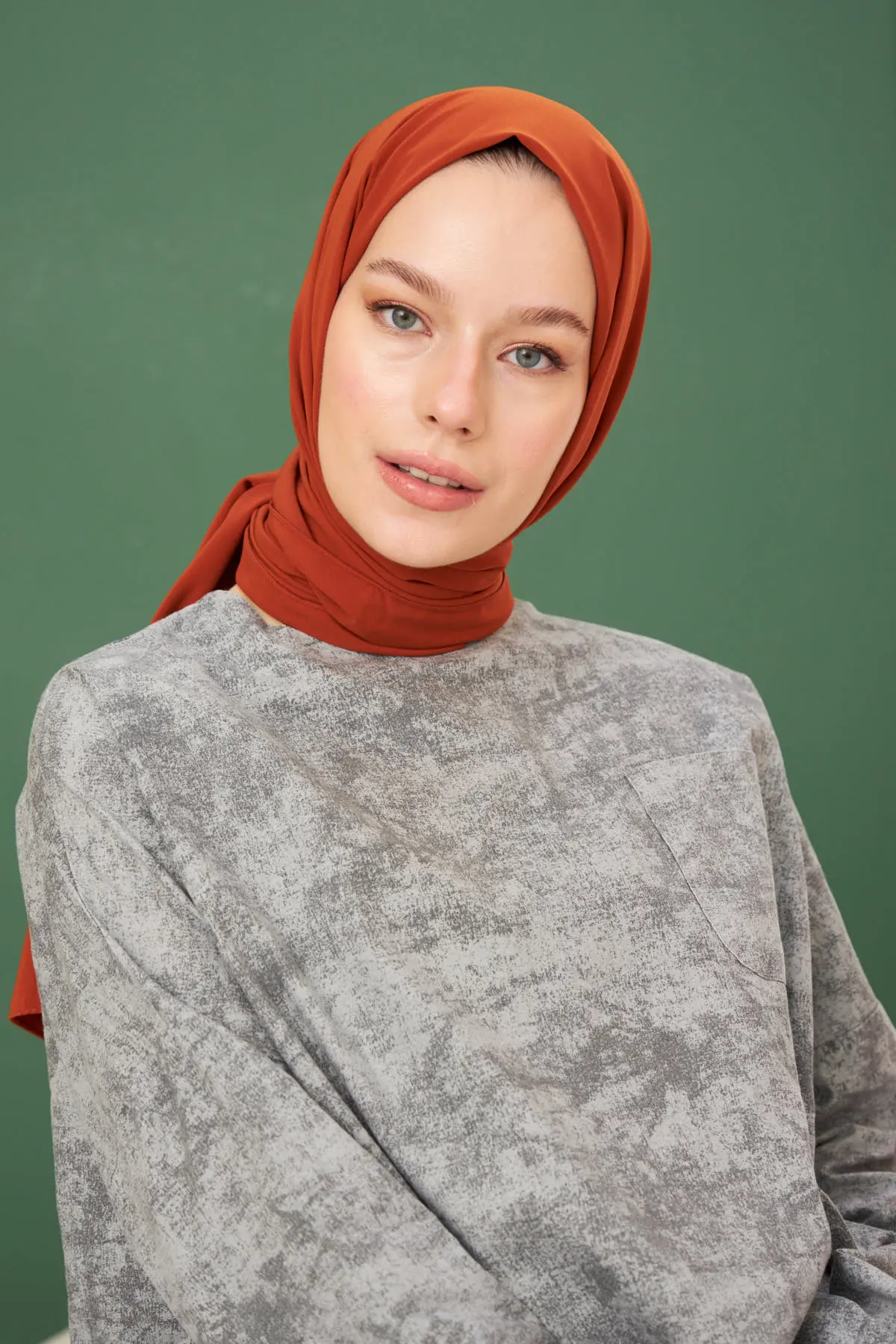 Madina Silk Brick Shawl