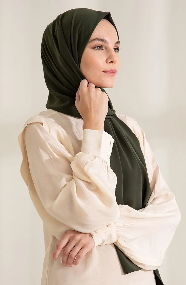 Madina Silk Khaki Shawl-detail