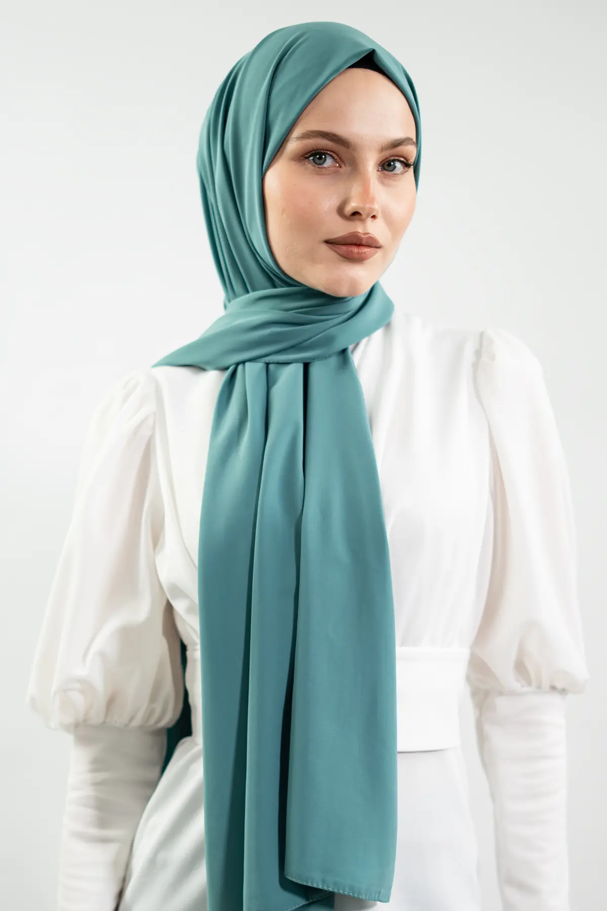 Madina Silk Mint Shawl-detail