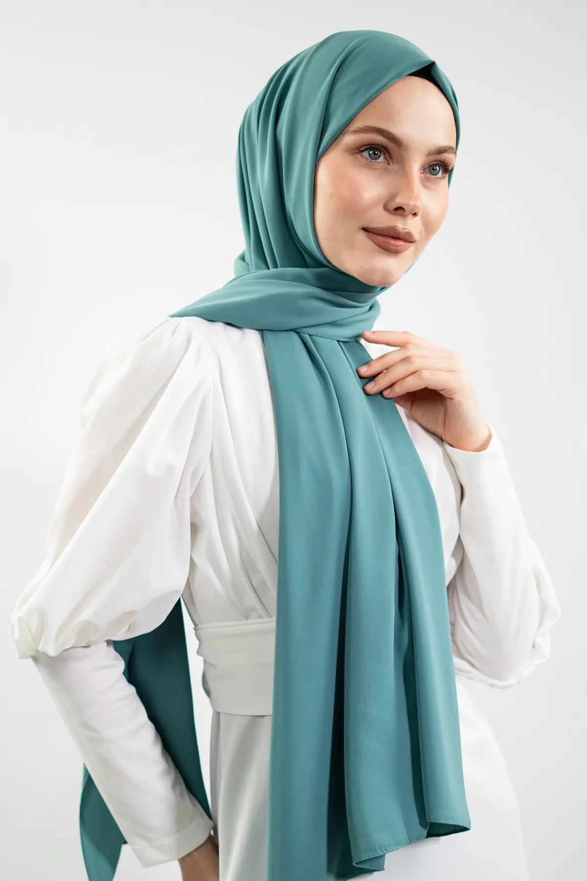 Madina Silk Mint Shawl-detail