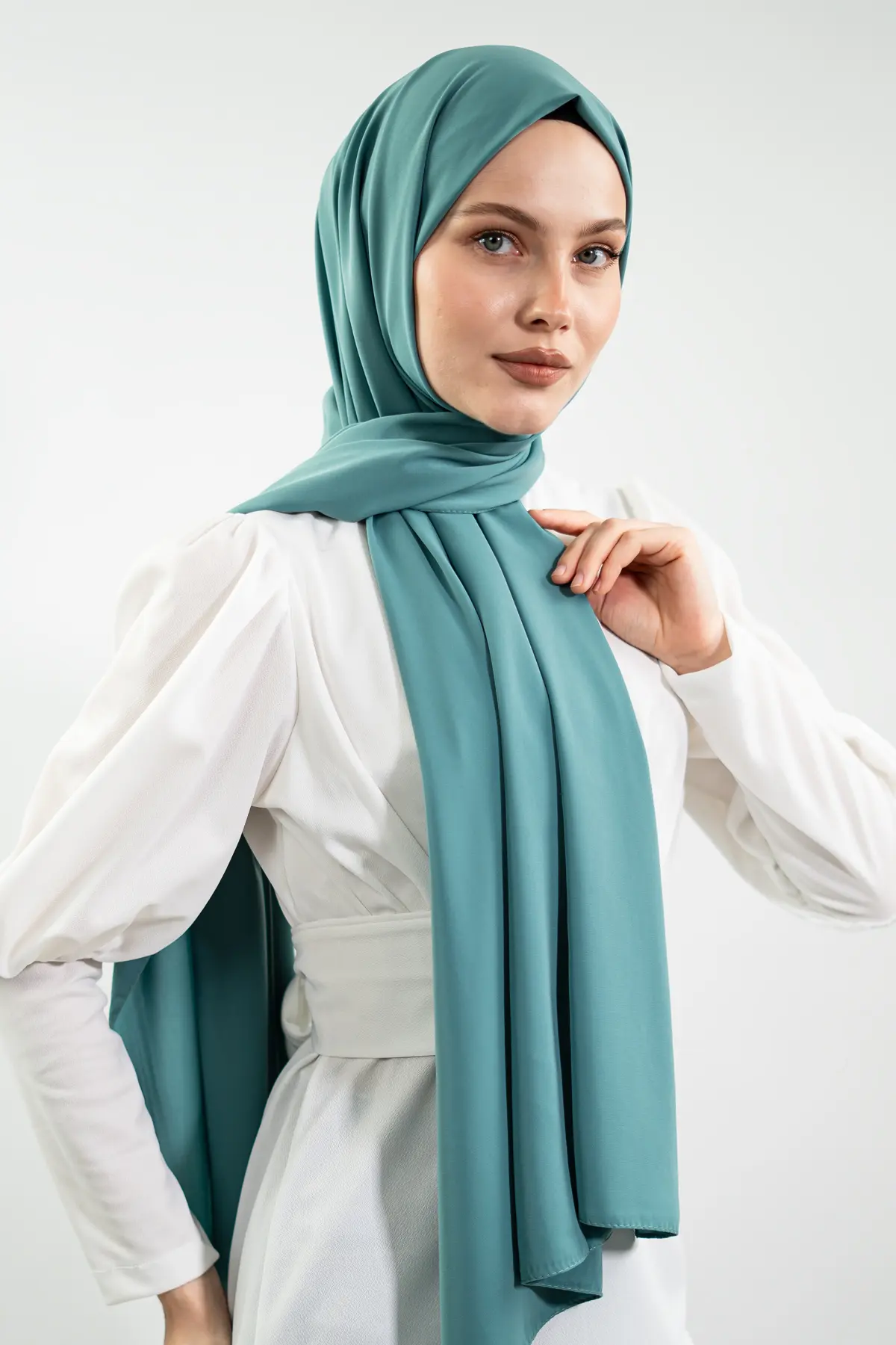 Madina Silk Mint Shawl-detail
