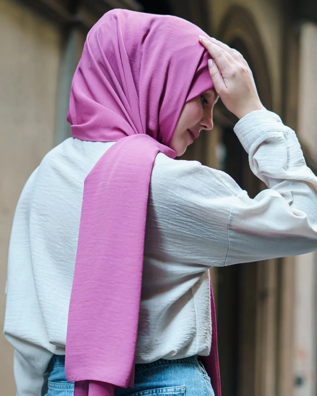 Madina Silk Pink Shawl-detail