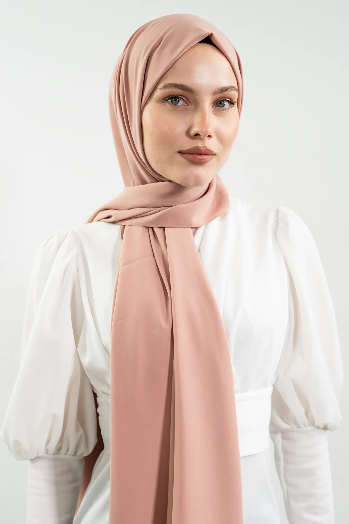 Madina Silk Salmon Color Shawl-detail