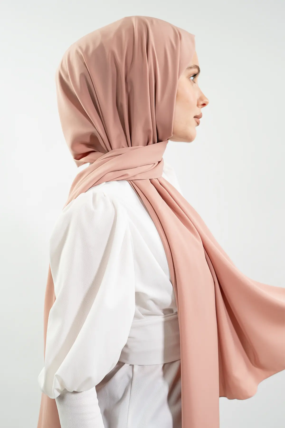 Madina Silk Salmon Color Shawl-detail