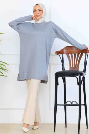 Mercerized Tunic With Patterned Sleeves