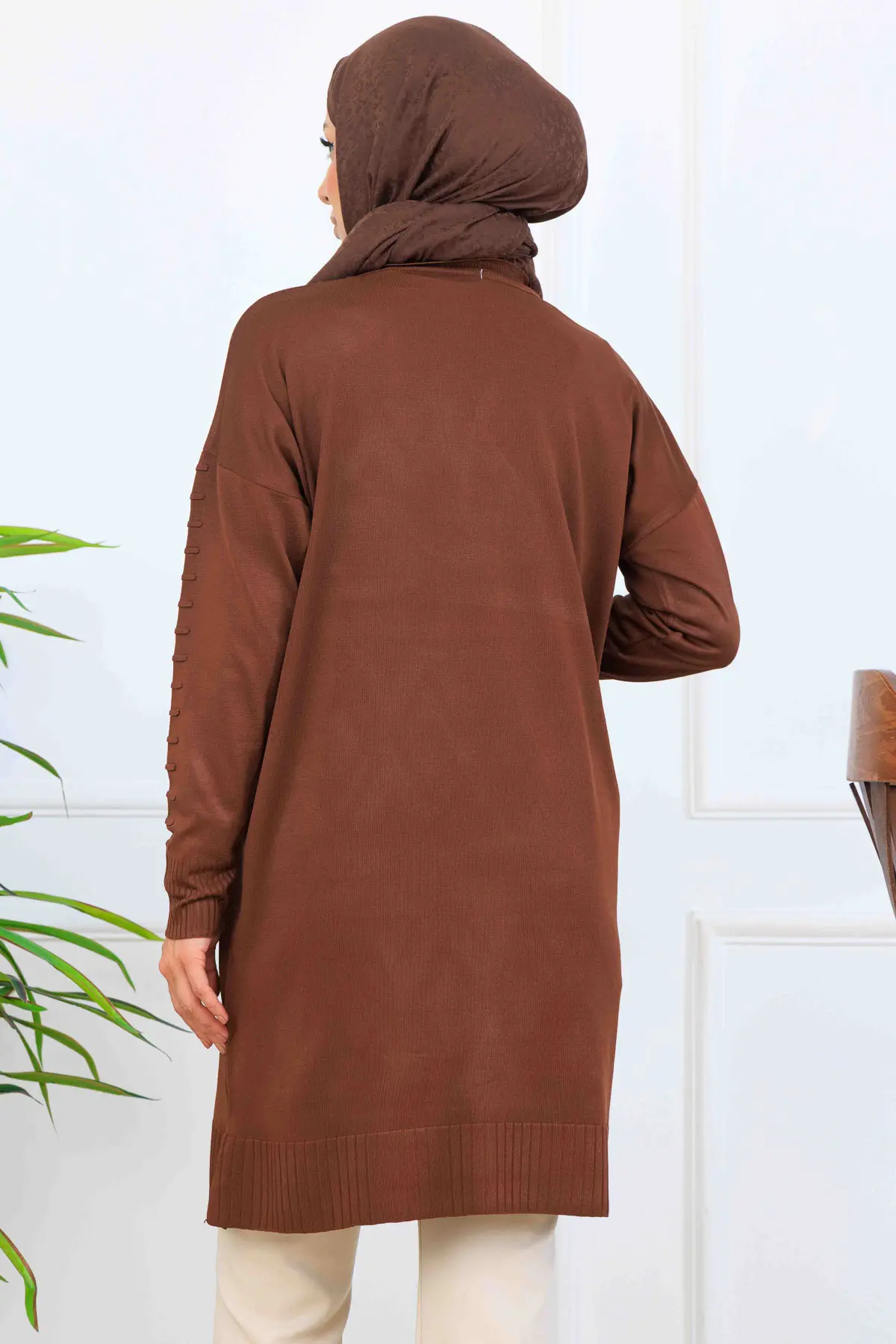 Mercerized Tunic With Patterned Sleeves-detail