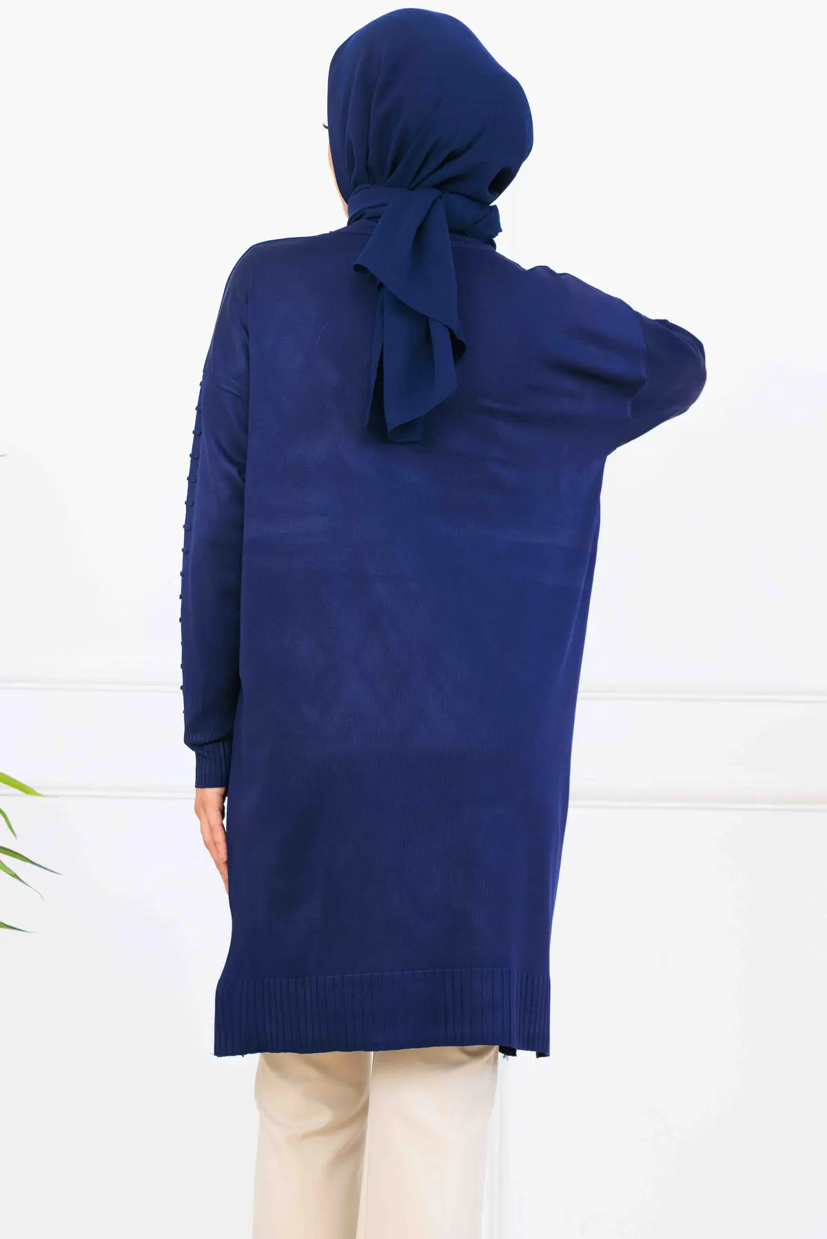 Mercerized Tunic With Patterned Sleeves-detail