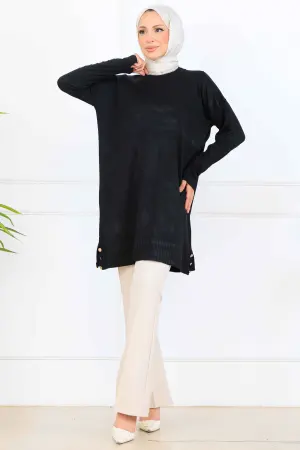 Mercerized Tunic With Patterned Sleeves