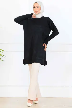 Mercerized Tunic With Patterned Sleeves