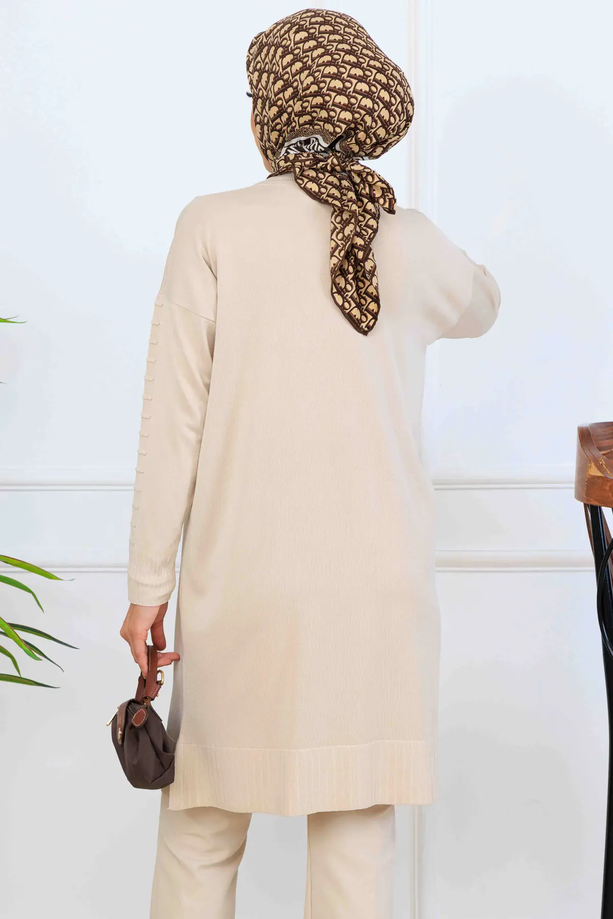 Mercerized Tunic With Patterned Sleeves-detail