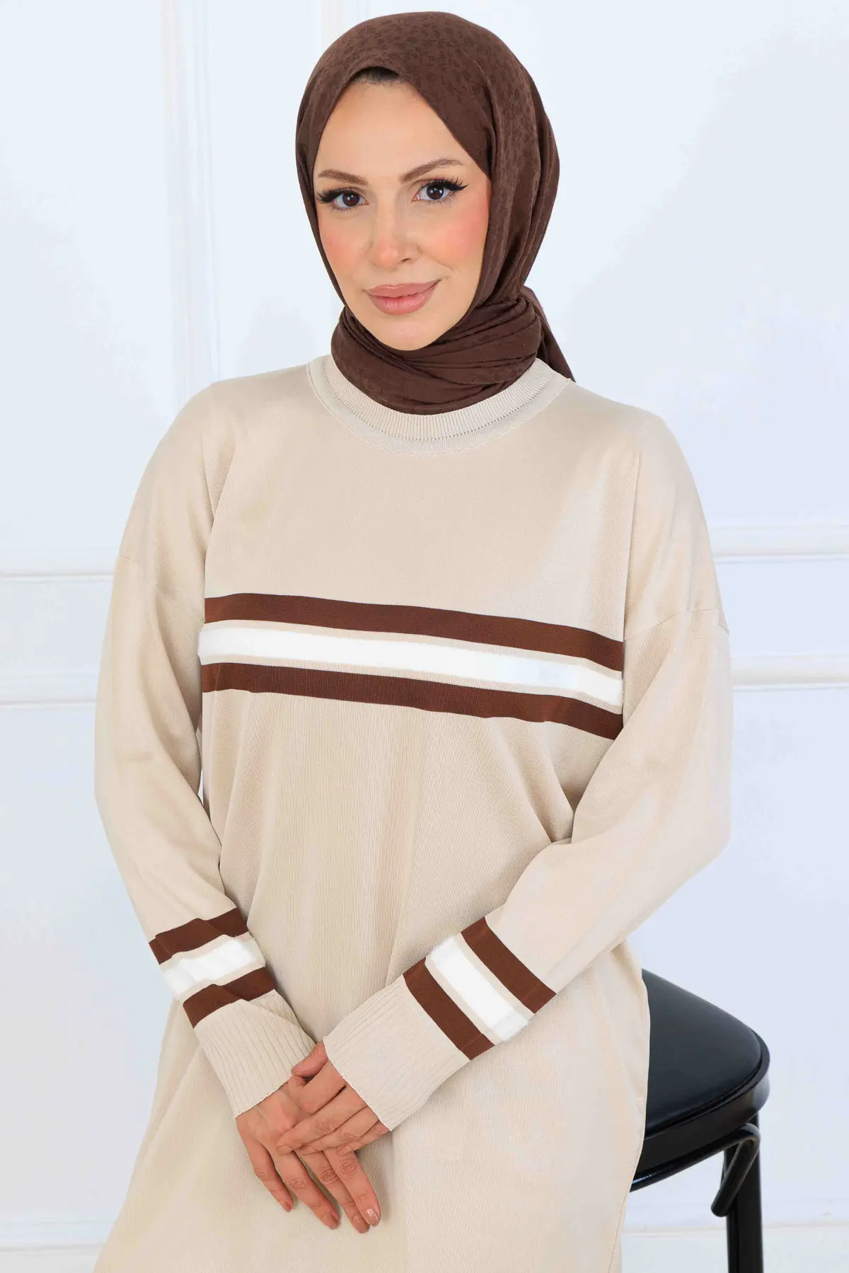 Mercerized Tunic With Stripe Detail-detail