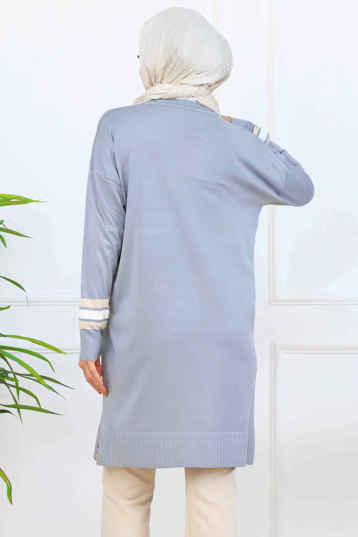 Mercerized Tunic With Stripe Detail-detail