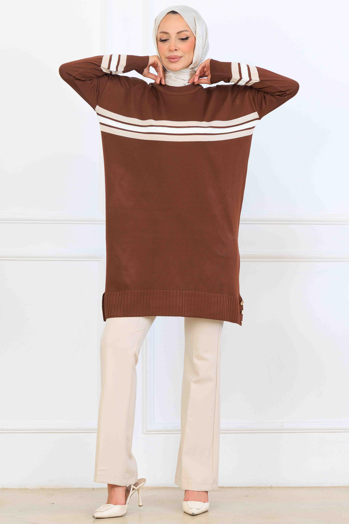 Mercerized Tunic With Stripe Detail